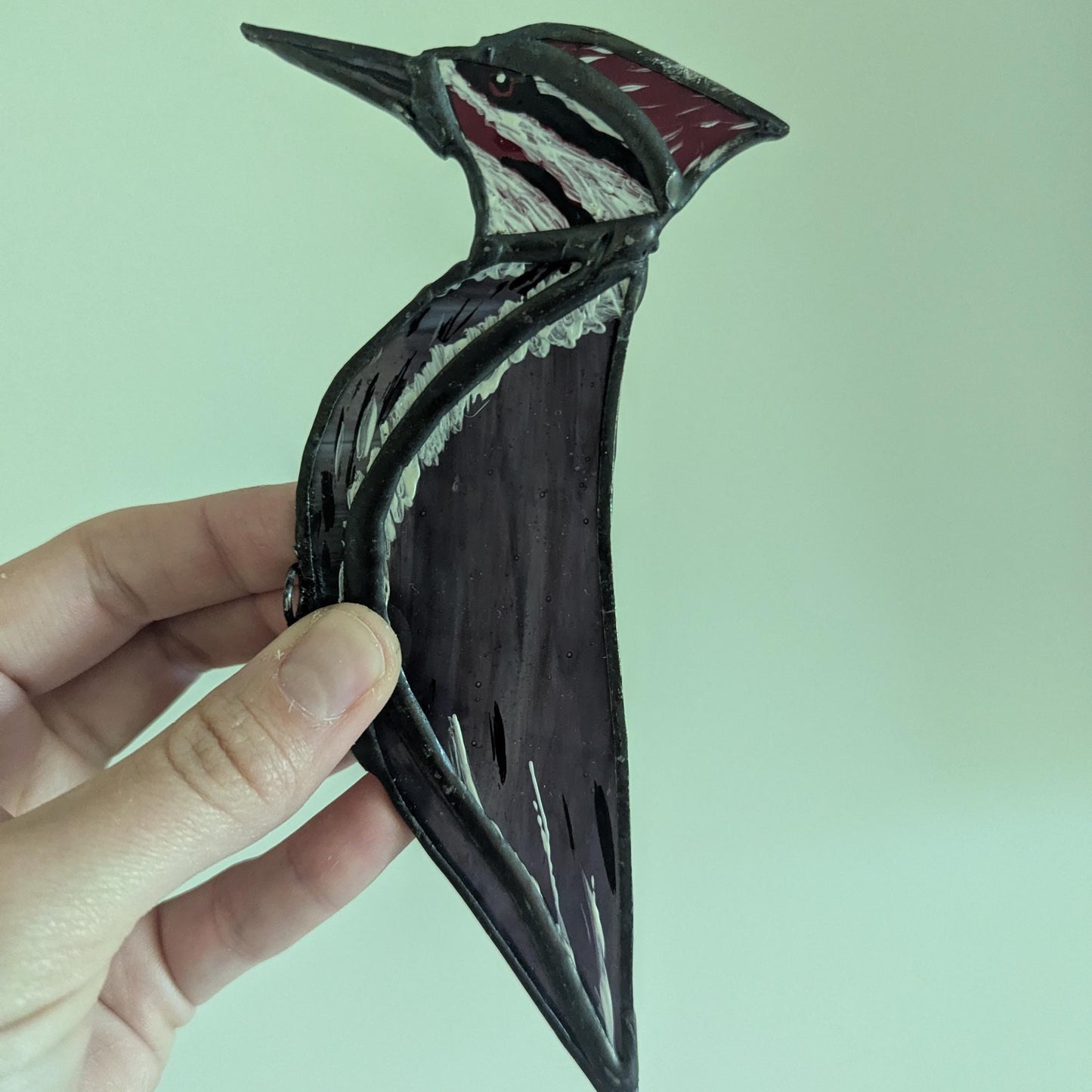 Pileated Woodpecker Stained Glass Suncatcher