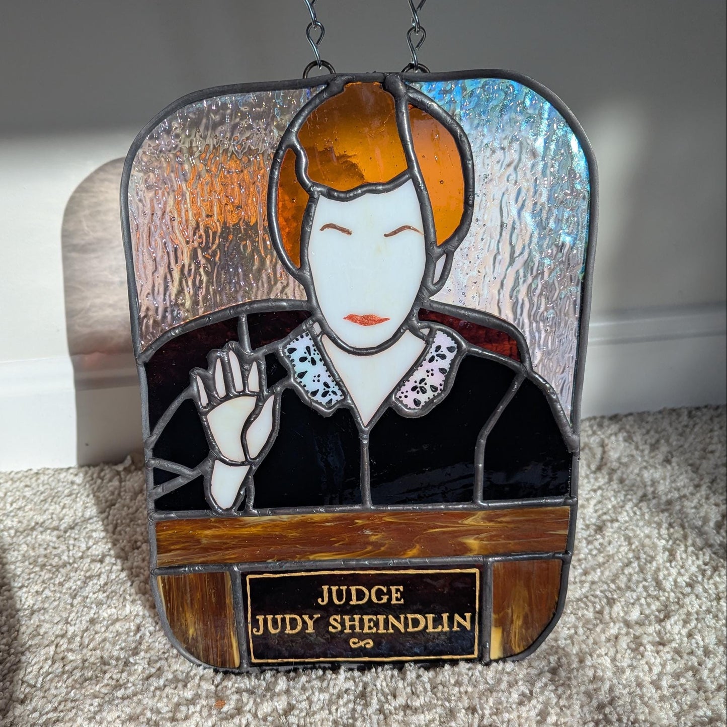 Judge Judy Stained Glass Sun Catcher