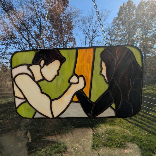 Bella and Emmett Arm Wrestle, A Suncatcher